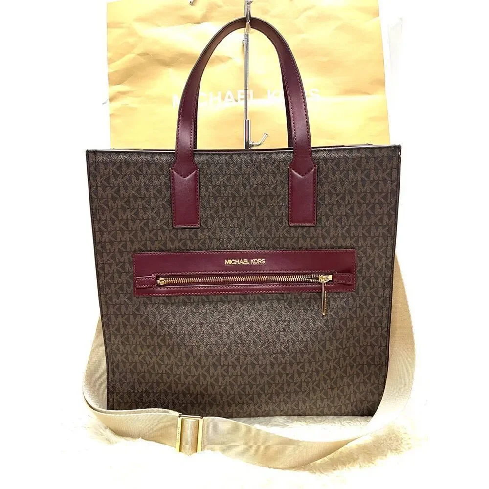 🔥🎁NWT Michael Kors KENLY Large Travel Tote Handbag Merlot Msrp: $498.00